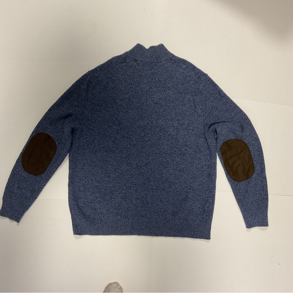 Chaps Blue Sweater with Brown Elbow Patches REMOVED BY TAILOR - Picture 6 of 13
